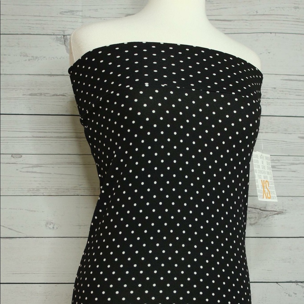 LuLaRoe XS Cassie Skirt/Top/Scarf (Black Polka)